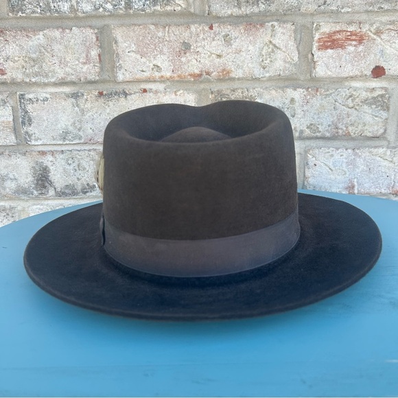 Scala Genuine Fur Felt Fedora Hat 7 1/8(57cm)Made in USA Classic Brown w/Feather - Picture 4 of 14